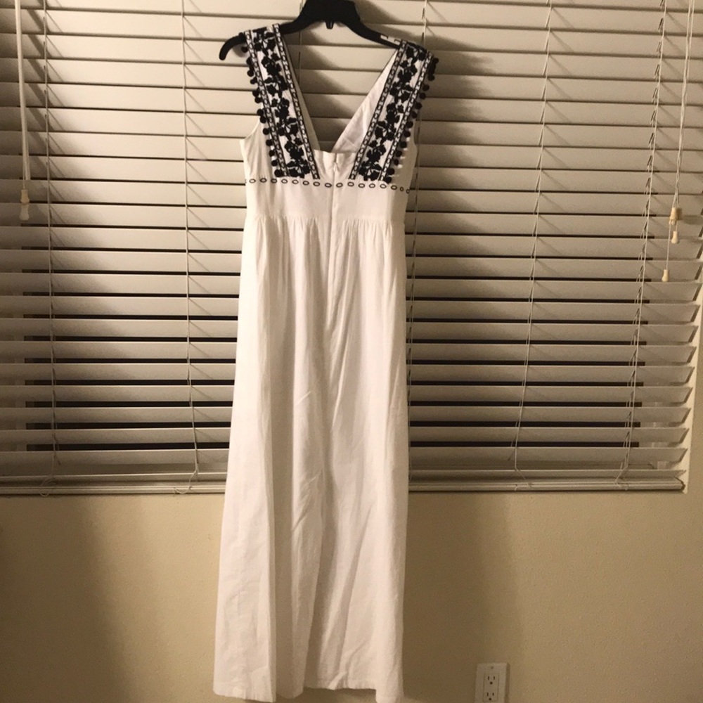J.Crew White/Navy Embroidered Maxi Dress (0) NWT
